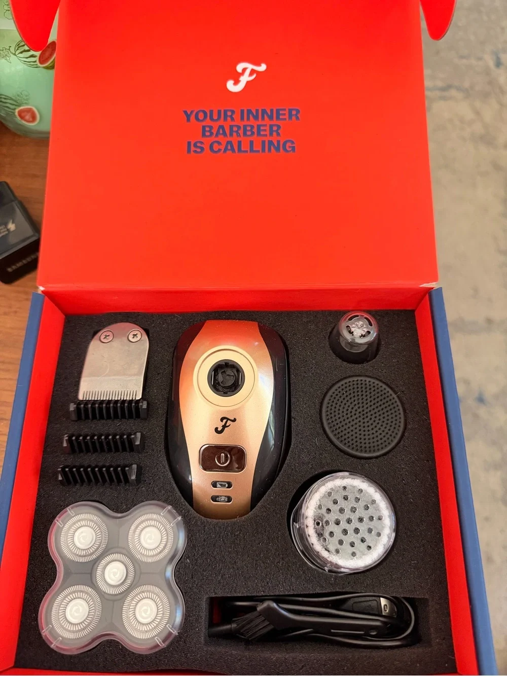 freebird Flex Series Shaving Kit — Blue with Orange Accents